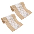 Miniatyrbillede 5 af 8: 2 stk. Hessian Sækkelærredsblondebånd 2,4 m Længde Blødt Holdbart Tilfældig Klipning Simpel Elegant DIY Borddekoration