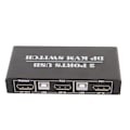 Miniatyrbilde 3 av 8: DisplayPort KVM-bryter 2 porter 4K 60Hz Dual Mode Aluminiumlegering Plug and Play KVM-switcher for tastatur mus 100‑240V EU-plugg 100‑240V