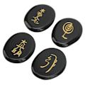 Miniatyrbillede 4 af 8: 4 stk. Reiki Symbol Sten Glattere Overflader Graverede Reiki Sten til Boligdekoration Meditation Ornament Gave Obsidian
