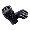 Miniatyrbillede 4 af 8: Kampsport Handsker Sort Tigerklo Design Tykkere Læder Latexforing Halvfinger Boksehandsker til Træning