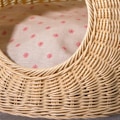 Miniatyrbillede 7 af 8: Katteseng Sød Katteøre Imiteret Rattan Håndvævet Åndbar Alle Sæsoner Vaskbar Halvlukket Kattehuse til Indendørs 38x38cm / 15.0x15.0in Beige