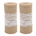 Miniatyrbillede 6 af 8: 2 stk. Hessian Sækkelærredsblondebånd 2,4 m Længde Blødt Holdbart Tilfældig Klipning Simpel Elegant DIY Borddekoration