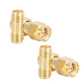 Miniatyrbillede 1 af 8: 2 stk. SMA Han til Han Dobbelt Pass Adapter 2 stk. SMA Hun til Hun Dobbelt Pass Konnektor Gylden