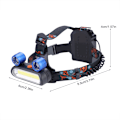 Pikkukuva 7 / 8: 150000LM 2*LED COB Ladattava 2*18650 otsalamppu Pää USB-valo Taskulamppu (sininen)