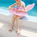 Miniatyrbillede 3 af 7: Oppustelig Flyderingsbadering i PVC, Tykkere, Pink Fiskestjert Form, Pool Float Tube Ring til 3-8 År Gamle