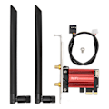 Miniatyrbillede 1 af 8: PCIe Netværkskort 2.4GHz 300Mbps 5GHz 867Mbps Dobbelt Antenne MU MIMO BT4.2 PCIe WiFi Adapterkort til Desktop Kabinet