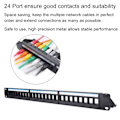 Miniatyrbilde 7 av 8: 19-tommers 24-porters monterbar data patch panel CAT6 nettverkskabel rack (moduler ikke inkludert)