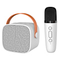 Miniatyrbilde 2 av 8: Mini Karaoke Maskin HiFi Surround Lyd Bærbar Bluetooth Høyttaler med Mikrofon for Hjemmebruk Utendørs Hvit