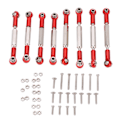 Miniatyrbillede 1 af 8: 8 stk metal justerbar styrestang aluminiumlegering servostang trækstang til WPL C14 C24 B14 MN D90 D91 Rød
