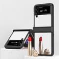 Plating Frame Case Compatible With Samsung Galaxy Z Flip 4, Hard PC Mirror Makeup Cover With Hinge Protection