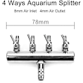 Miniatyrbillede 4 af 5: Akvarium luftstrømssplitter akvariumventil (4-vejs) luftkontrol i rustfrit stål Akvarium iltfordeler Aquariumluftpumpetilbehør