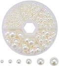 Perleperler Flat Bakside Halvrunde Perlecabochoner for Neglekunst DIY Scrapbooking Utsmykning Dekor, Beige
