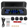 Miniatyrbild 1 av 8: Solcellsdriven Däcktrycksövervakningssystem LCD-display Bil TPMS med Extern Sensor Klocka Design