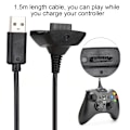 Miniatyrbild 7 av 8: Högkvalitativ 2-i-1 1.5m Laddningskabel För Microsoft XBOX 360 Kontroller Snabbladdning (Svart)