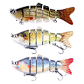 Miniatyrbillede 1 af 8: 3 stk 10 cm Fiskegrej Multileddet Bademad Naturligt Hårdt Agnsfisk til Basørret Aborre Ferskvands Saltvand