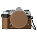 For Olympus OM-5 Camera Case Half-Wrapped Leather Bottom with Lens Cap - Khaki