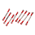 Miniatyrbillede 4 af 8: 8 stk metal justerbar styrestang aluminiumlegering servostang trækstang til WPL C14 C24 B14 MN D90 D91 Rød