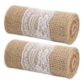 Miniatyrbillede 4 af 8: 2 stk. Hessian Sækkelærredsblondebånd 2,4 m Længde Blødt Holdbart Tilfældig Klipning Simpel Elegant DIY Borddekoration