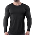 Miniatyrbillede 1 af 8: Mænds Stram T-shirt med Elastisk Top, Hurtigtørrende Bomuldsblanding, Langærmet, til Fitnessløb, Sort XL
