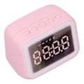 Miniatyrbillede 4 af 8: Vækkeur Radio TF Kort Musikafspiller LED Natlys 2 Lysstyrkeniveauer Spejl Elektronisk Vækkeur til Soveværelse Kontor Pink