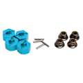 Miniatyrbild 2 av 8: Hex Hubs Hjul Adaptrar med 4 Stift 4 Muttrar CNC-bearbetad Aluminium Hjul Hex Drive Hub Adaptrar för TRAXXAS för SLASH 1/10 RC Bilar Ljusblå
