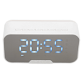 Miniatyrbild 3 av 8: Bluetooth-högtalare med digital väckarklocka, temperaturvisning, röstmeddelande, FM-radio, spegelväckarklocka, vit