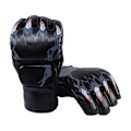 Miniatyrbillede 1 af 8: Kampsport Handsker Sort Tigerklo Design Tykkere Læder Latexforing Halvfinger Boksehandsker til Træning