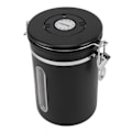 Miniatyrbilde 4 av 8: Kaffeboks 1800ml 304 Rustfritt Stål Vindusdesign Enveis Ventil med Skje Lufttett Kaffebeholder for Kaffebønner Matt Svart