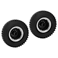 Pikkukuva 3 / 8: 2 kpl RC-auton renkaat Etupyörän laakerit Hopea Alumiiniseosvanteet Mustat Kumirenkaat Tamiya 1/14 Kaatolava-autolle