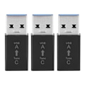 Miniatyrbilde 1 av 8: 3 stk. USB3.0 Hann til Type C Hunn Adapter Kobling Universell Elektronisk Konverter (Svart)