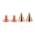 Miniatyrbilde 4 av 8: 100 Sett Piggete Kjegle Spike Stud Høy Hardhet Metallbelegg Rose Gull Skru Rygg Studs Spikes Kit for DIY Klær Sko 7x10mm
