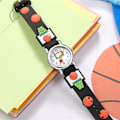 Miniatyrbillede 3 af 4: Børneur (sort, basketball), børne vandtæt armbåndsur Quartz urværk, 3D tegneseriedesign, digitalt børneur til 3 år til 11 år pige dreng