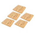 Miniatyrbillede 3 af 8: 5 stk Bambus Hot Pad Bordsmåtte Bambus Trivet Gryde Måtte Varmebestandig til Varme Retter Gryde Skål Tekande Kvadratisk 15CM