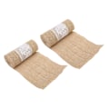Miniatyrbillede 3 af 8: 2 stk. Hessian Sækkelærredsblondebånd 2,4 m Længde Blødt Holdbart Tilfældig Klipning Simpel Elegant DIY Borddekoration
