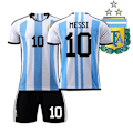 Miniatyrbild 2 av 4: 2022 Världsmästerskapet Argentina Fotbollströja Nr. 10 Messi Fotbollströja Barn- och Vuxenversion (Inklusive Strumpor) XS