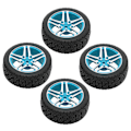 Miniatyrbilde 6 av 8: 4 stk RC-hjul og dekksett aluminium hjulnav gummidekk for HSP 94122 94123 TT01 WF06 1/10 RC bil crawler blå