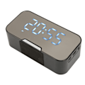 Miniatyrbild 8 av 8: Bluetooth-högtalare med digital väckarklocka, temperaturvisning, röstmeddelande, FM-radio, spegelväckarklocka, svart