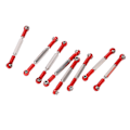 Miniatyrbillede 7 af 8: 8 stk metal justerbar styrestang aluminiumlegering servostang trækstang til WPL C14 C24 B14 MN D90 D91 Rød