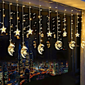 Miniatyrbillede 4 af 7: LED Vindue Gardin Streng Lys Fe Lys Måne Stjerne Streng Lys Batteri USB Drevet til Indendørs Soveværelse Udendørs Fest