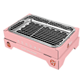 Miniatyrbilde 1 av 8: Kullgrill for engangsbruk, kompakt, avtakbar, bærbar grill i rustfritt stål for utendørs camping, rosa (med 30 kull)