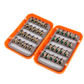 Miniatyrbilde 3 av 8: 40 stk. naturtro fluefiske fluer ørret fluer lokker kroker fluefiske kit boks gull & grønn
