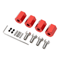 Miniatyrbillede 2 af 8: 4Set 12mm Hex Nav 16mm Højde med Pins Aluminium Universal til 1/10 1/12 Fjernstyret Køretøjer Rød