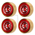 Miniatyrbilde 1 av 8: 4 stk RC Beadlock Hjul Profesjonelt Aluminium Legering Messing RC Hjul Vektblokk for Watchman FMS FCX24 1/18 1/24 RC Bil Rød