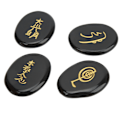 Miniatyrbillede 6 af 8: 4 stk. Reiki Symbol Sten Glattere Overflader Graverede Reiki Sten til Boligdekoration Meditation Ornament Gave Obsidian