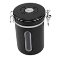 Miniatyrbilde 3 av 8: Kaffeboks 1800ml 304 Rustfritt Stål Vindusdesign Enveis Ventil med Skje Lufttett Kaffebeholder for Kaffebønner Matt Svart