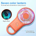 Pikkukuva 5 / 5: Super Mini -tuuletin, kannettava ja kannettava USB-ladattava tuuletin koukulla, pieni ja hiljainen, kaunis led-valo, 3 säädettävää nopeutta (oranssi)