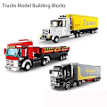 Miniatyrbild 3 av 5: Lastbilsmodell Byggklossar Kompatibla Tekniska Stadsfordon Godstransport Bil Pojkleksaker Mini Tegelstenar Kreativa Barnpresenter 4971 container truck
