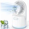 Miniatyrbild 1 av 5: Vit Mini Quiet Mist Fläkt, USB Uppladdningsbar Bärbar Fläkt, Skrivbordsfläkt Lämplig för sovrumskontor utomhus Indo