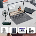 Miniatyrbild 2 av 5: Bärbar handhållen fläkt, USB-uppladdningsbar halsfläkt, tysta skrivbordsfläktar