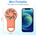 Pikkukuva 3 / 5: Super Mini -tuuletin, kannettava ja kannettava USB-ladattava tuuletin koukulla, pieni ja hiljainen, kaunis led-valo, 3 säädettävää nopeutta (oranssi)